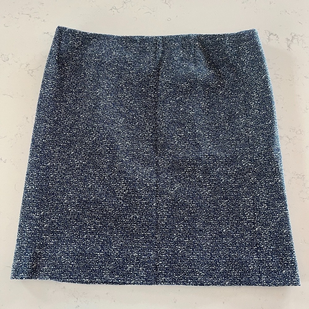 Akris Womens Skirt Blue White Metallic‎ Sparkly Tweed Career Work Party Size 10
